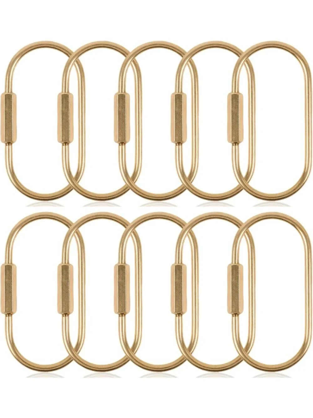 10 Pcs Gold Brass Carabiner Keychain Clips - Durable Key Ring Set for
